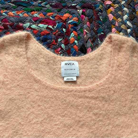 RVCA Pink Fuzzy Cropped Short Sleeve Sweater Women's Size Small Preppy Girly - Picture 5 of 16